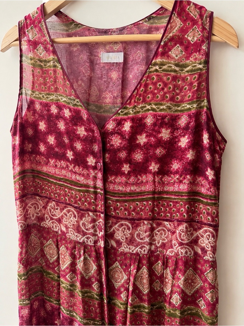 Vintage St. Michael Marks & Spencer Berry Boho Button-Front Maxi Dress Large - Picture 6 of 10